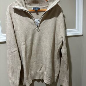 Men's Beige Half-Zip Sweater‎